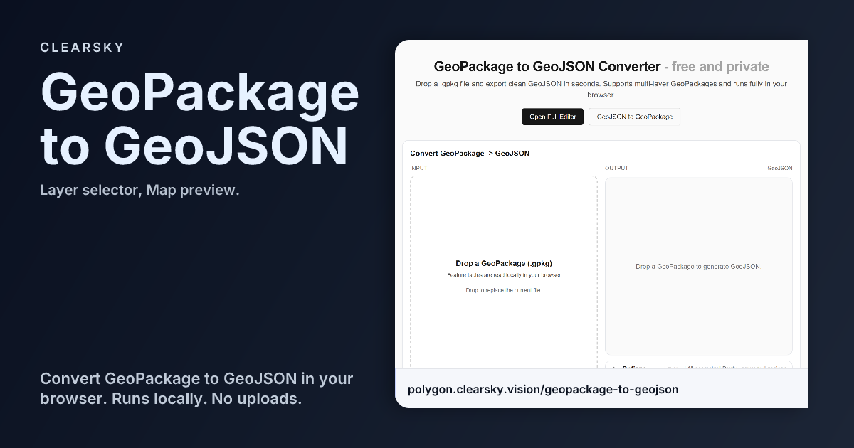 GeoPackage to GeoJSON Converter — Layer selector | ClearSKY