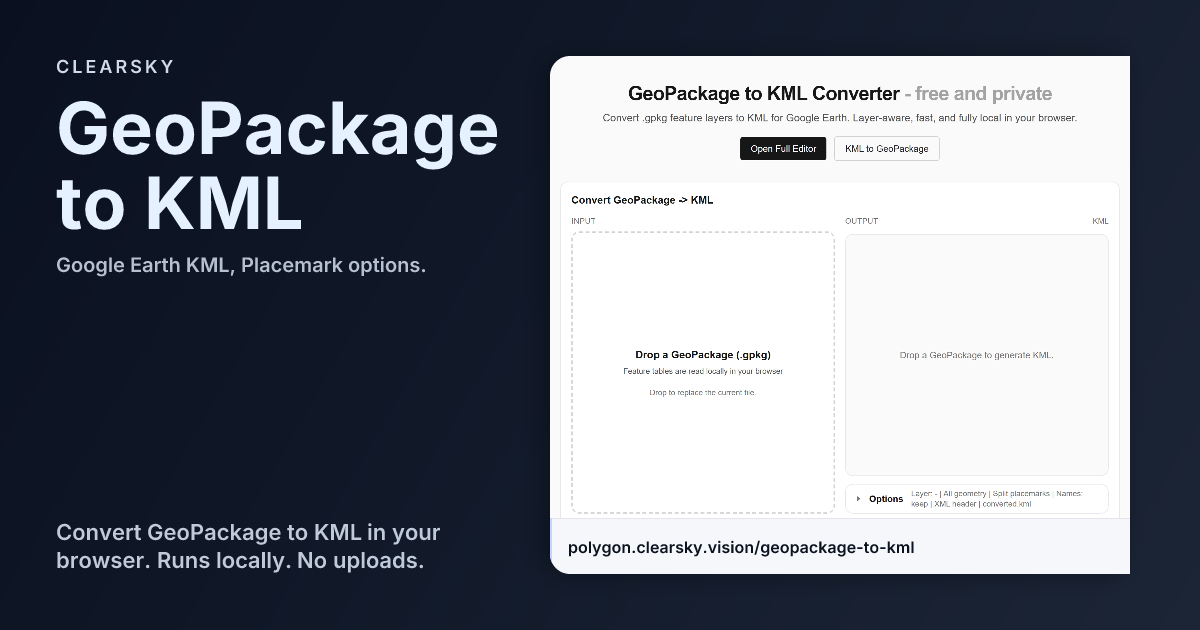 GeoPackage to KML Converter — Google Earth KML | ClearSKY